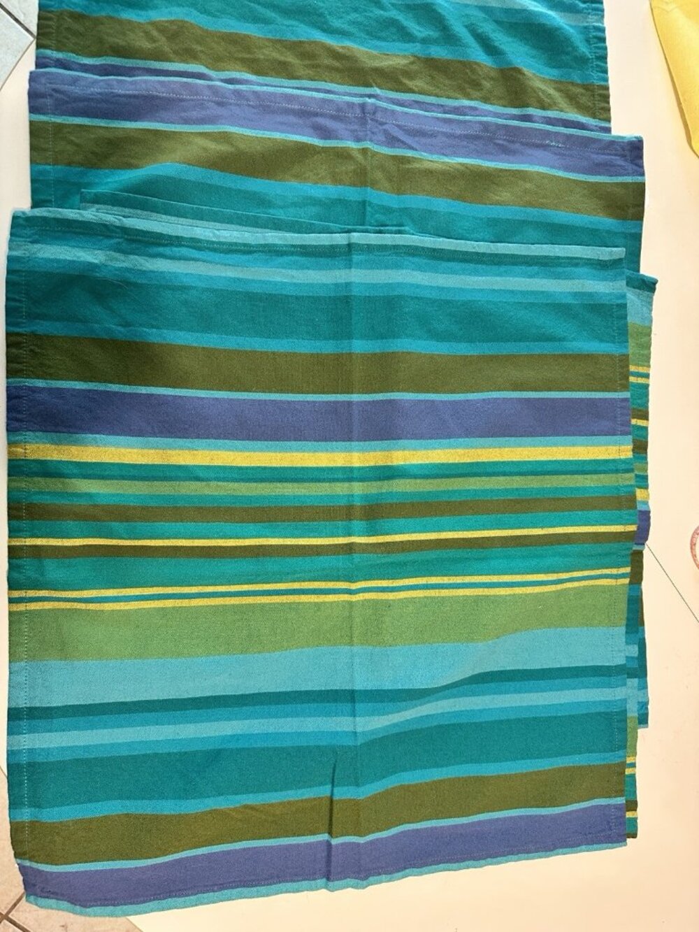4 PIER 1 IMPORTS Striped Cloth Napkins 100% Cotton Blue Green Dinner Party - Picture 2 of 4